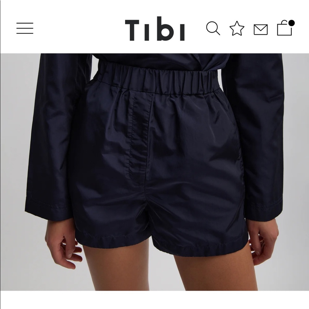 NWT Tibi // Silk Nylon Pull On Shorts in Navy
